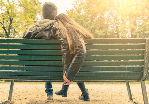 tips for living with a recovering addict - couple on bench - summit bhc