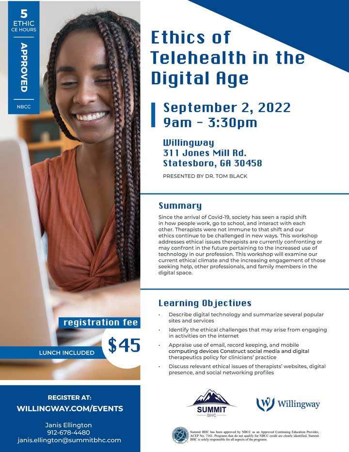 Ethics of Telehealth in the Digital Age - In Person Event - September 2, 2022