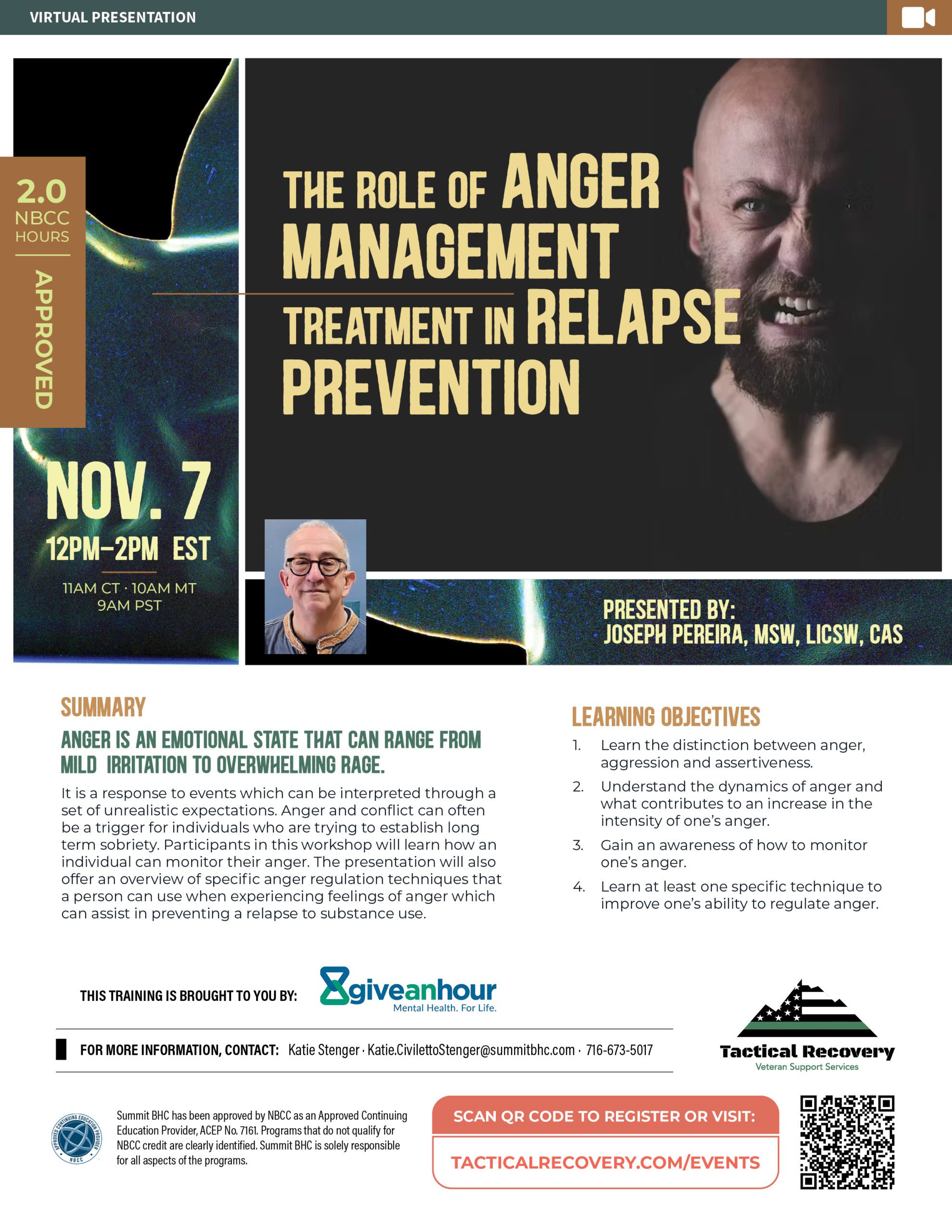 The Role of Anger Management<br />
Treatment in Relapse Prevention